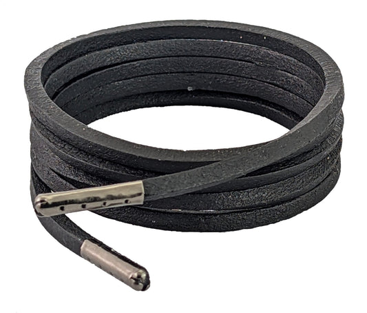 Shoelaces & Boot Laces Leather Heavy Duty 4 mm Square Black