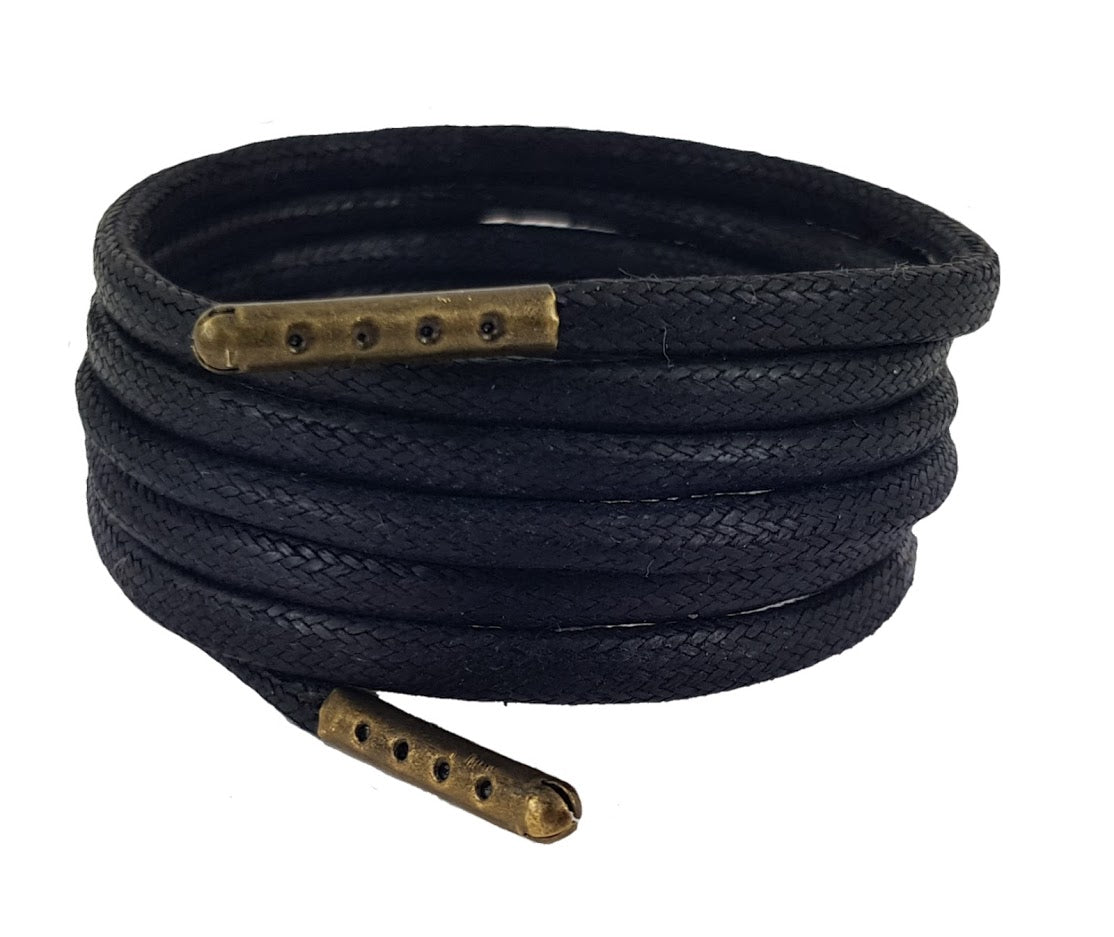 Black heavy duty 5 mm round Wax Cotton Laces