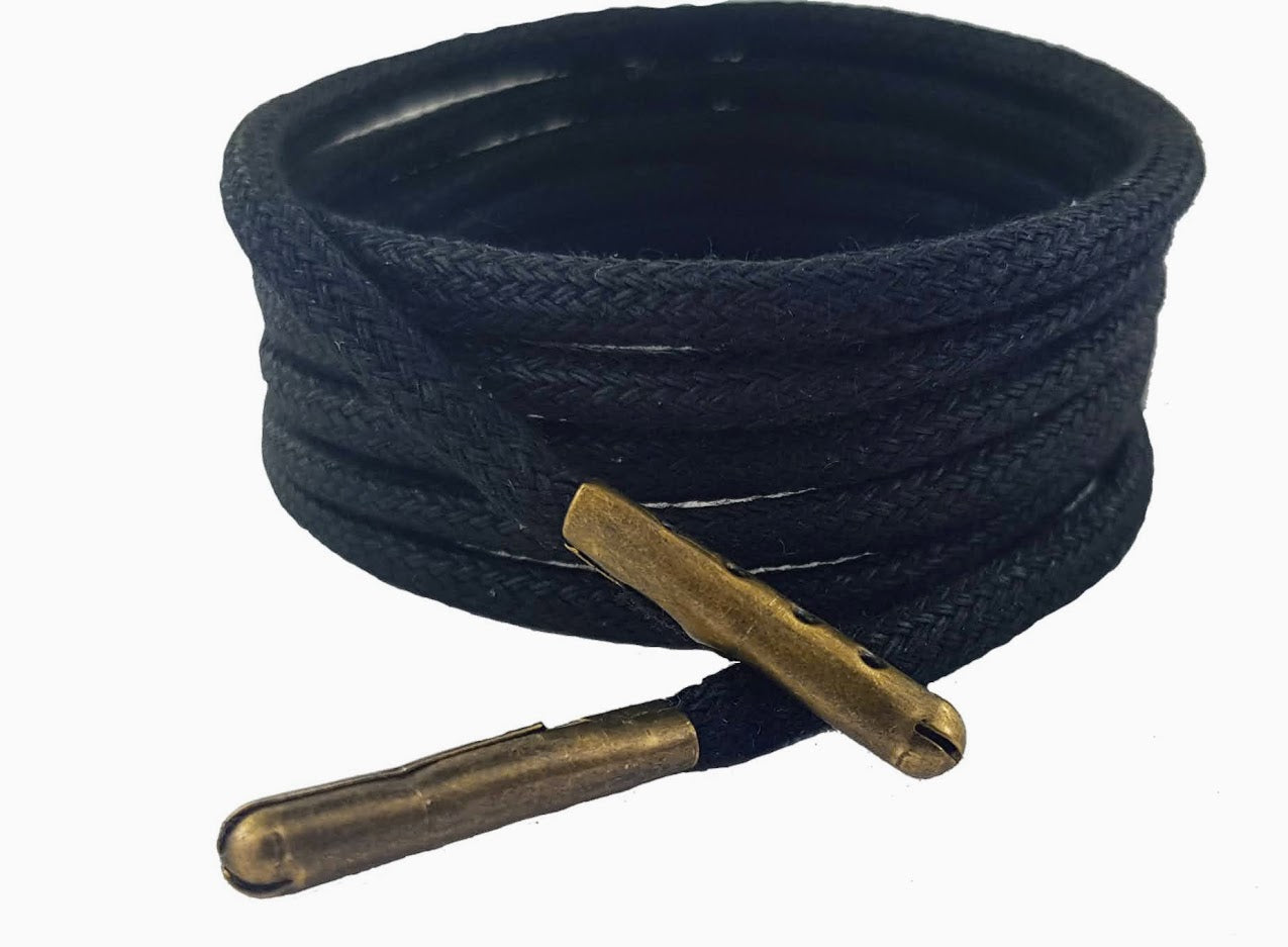 Black shoelaces  waxed cotton 90 cm 3 mm oval