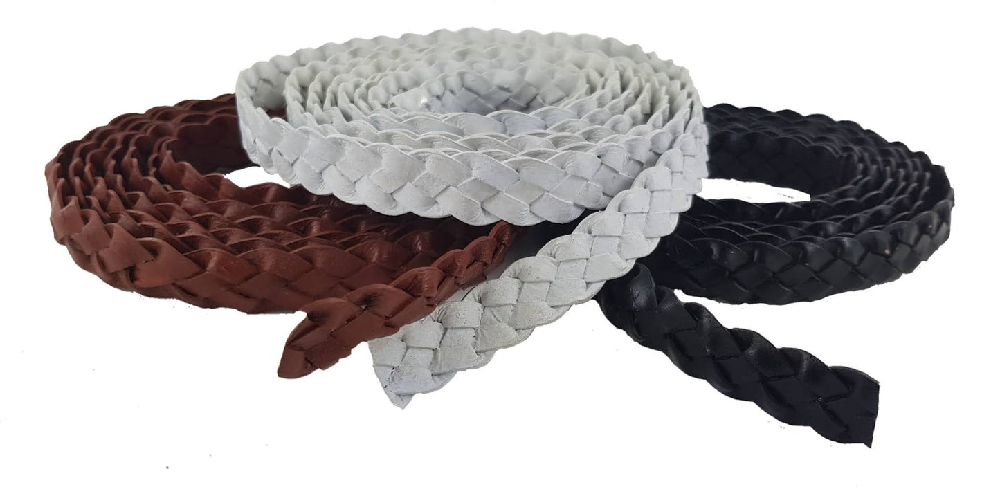 Black white & Brown braided leather strips