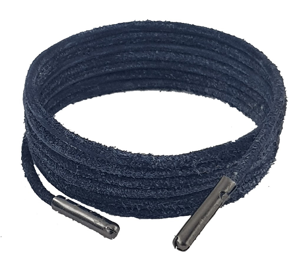 Shoe and Boot Laces Navy Grey 3 mm Round Leather