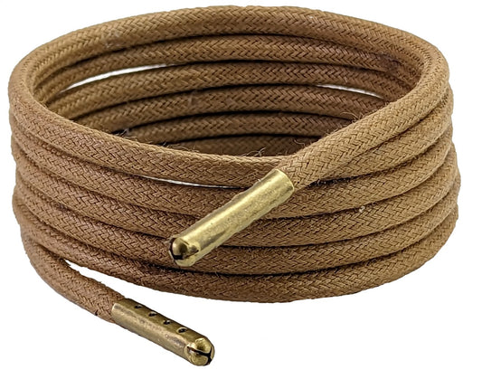 Shoelaces & Boot Laces Light Tan Brown 3 mm Round waxed cotton