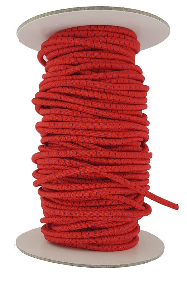 Elastic bungee cord 5 mm round red with blue fleck