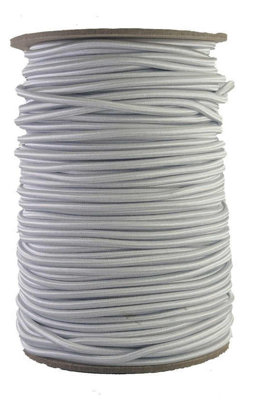 White 4 mm round elastic 100 meter roll