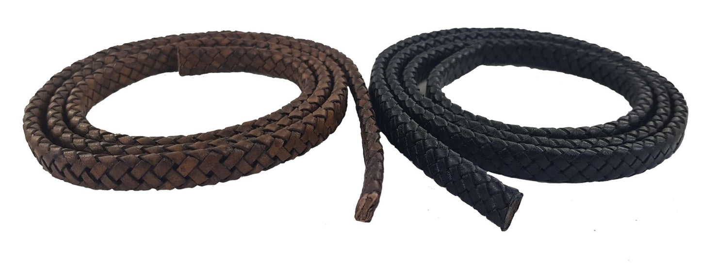 Black or Brown 8 mm wide oval leather cord strips